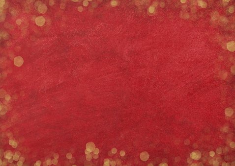 Kerstkaart sfeervol met foto - rood met gouden confetti Achterkant