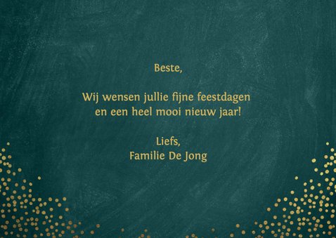 Kerstkaart sierlijke gouden letters donkergroen 3
