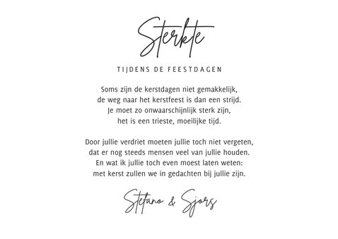 Kerstkaart sterkte moeilijke tijd verlies denken aan 3