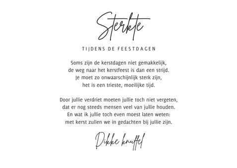 Kerstkaart sterkte moeilijke tijd verlies denken aan 3