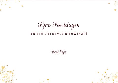 Kerstkaart stijlvol en feestelijke hartjes sterretjes foto 3