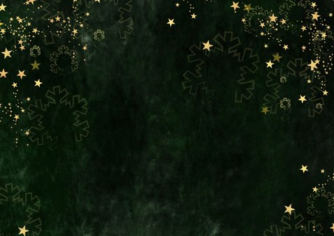 Kerstkaart stijlvol groen gemêleerd gouden sterren en foto 2
