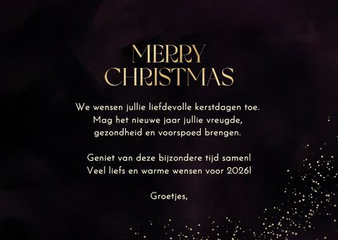 Kerstkaart stijlvol grote tekst merry christmas goud  3