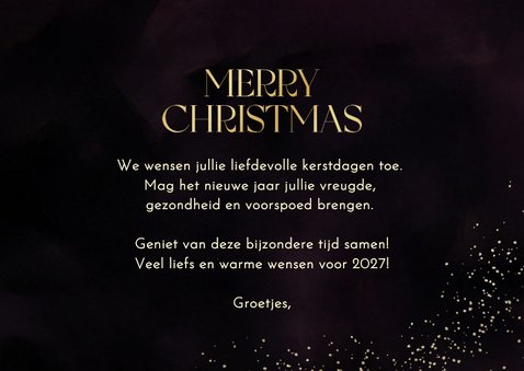 Kerstkaart stijlvol grote tekst merry christmas goud 3