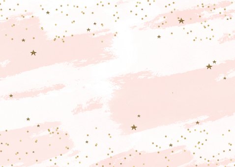 Kerstkaart tekst goudlook confetti sterren Achterkant