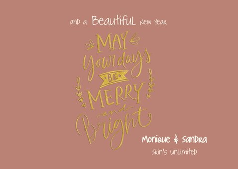 Kerstkaart trendy tekst goud Happy Christmas 3