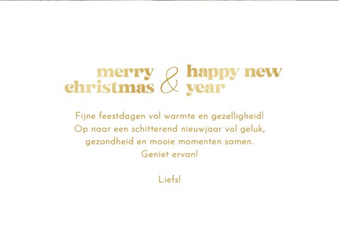 Kerstkaart vier foto's gouden spetters merry christmas  3