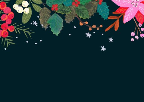 Kerstkaart vrolijke bloemen modern roze 2