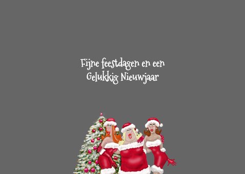 Kerstkaart Vrolijke dames met kerstmuts 3