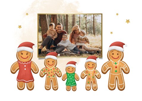 Kerstkaart vrolijke feestdagen gingerbread familie 2