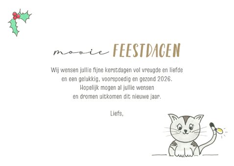 Kerstkaart - Vrolijke katten met kerstelementen 3