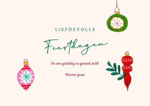 Kerstkaart vrolijke kerstballen illustratie rand modern 3