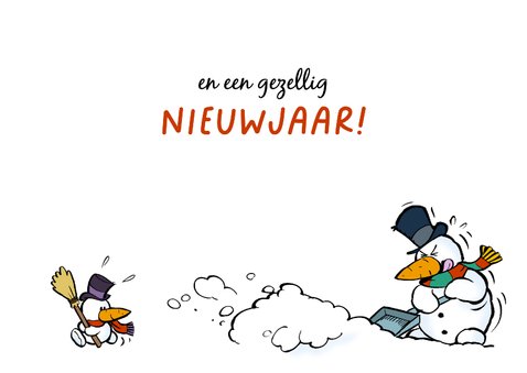 Kerstkaart vrolijke sneeuwpoppen 3