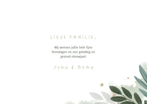 Kerstkaart waterverf bladeren merry christmas 3