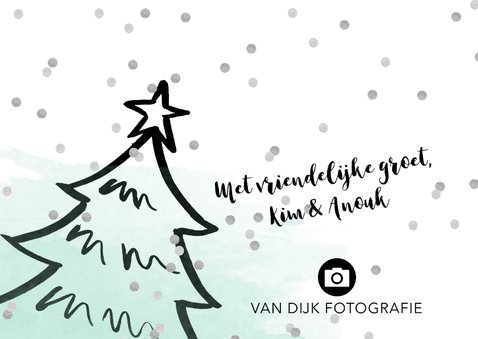 Kerstkaart zakelijk kerstboom confetti mint 3