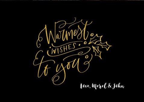 Kerstkaart zwart goud Merry Everything and Happy Always 3