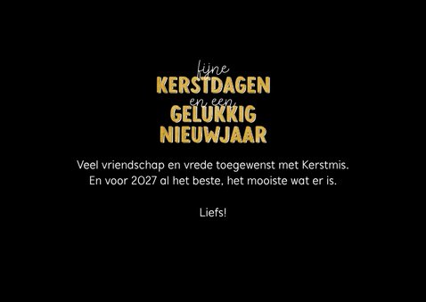 Kerstkaartje fotocollage met zes foto's en gouden tekst 3