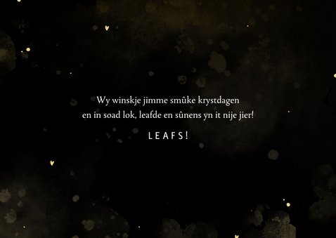 Kerstkaartje Fries 'smûke krystdagen' met waterverf goudlook 3
