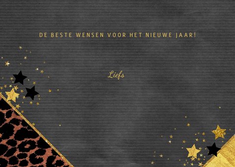 Kerstkaartje met foto stoer panterprint en sterretjes 3