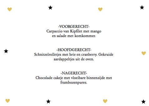 Kerstmenukaart hartjes sterren pijl 3