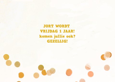 kinderfeestje 1 jaar goud en confetti gekleurd 3