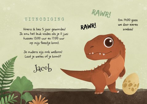 Kinderfeestje jongen dino T-rex ei foto Jurassic jungle 3