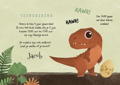 Kinderfeestje jongen dino T-rex ei foto Jurassic jungle 3