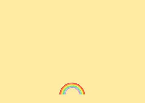 Kinderfeestje kaart met regenboog beertje Achterkant