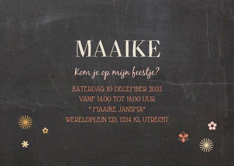 Kinderfeestje krijtbord tekst 3
