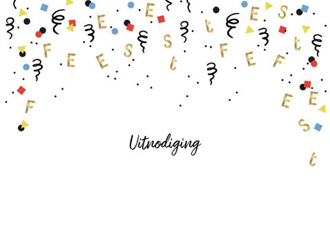 Kinderfeestje uitnodiging confetti goud feest 2