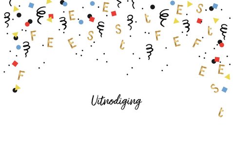 Kinderfeestje uitnodiging confetti goud feest 2