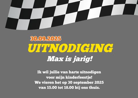 Kinderfeestje uitnodiging Formule 1 2