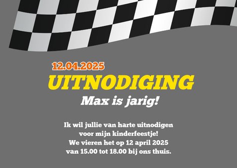 Kinderfeestje uitnodiging Formule 1 2