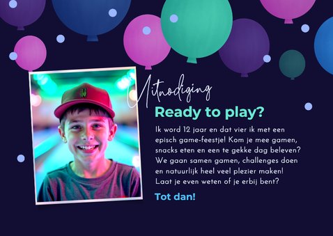 Kinderfeestje uitnodiging game party level up gaming 3