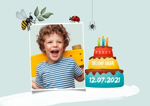 Kinderfeestje uitnodiging insecten bos speurtocht 2