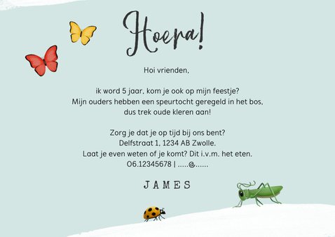 Verwonderend Kinderfeestje uitnodiging insecten bos | Kaartje2go FZ-24