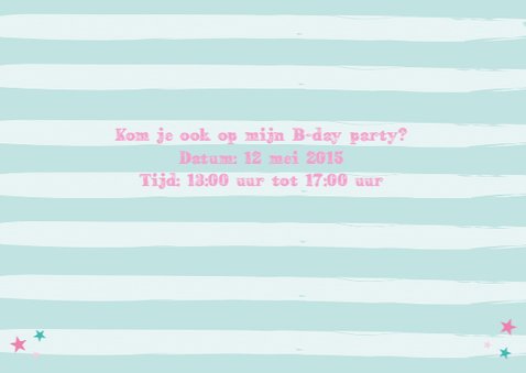 Kinderfeestje uitnodiging meisje foto mint roze 3