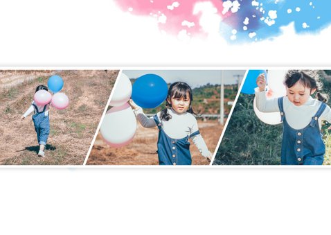 Kinderfeestje uitnodiging met fotostrip en ballonnen 2