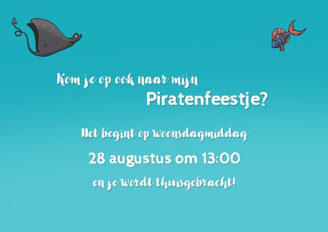 Kinderfeestje uitnodiging Piratenfeest 2