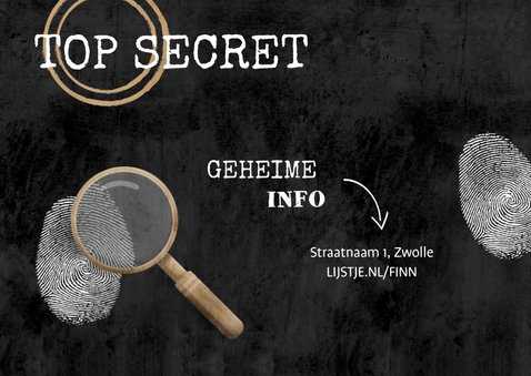 Kinderfeestje uitnodiging top secret detective feestje 2