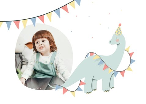 Kinderfeestje uitnodigingen dinosaurus met foto 2