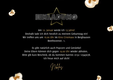 Kindergeburtstag Einladung Filmparty Popcorn 3
