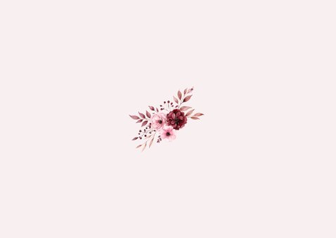 Klassieke bedankkaart met foto's in roze met aquarel rozen Achterkant