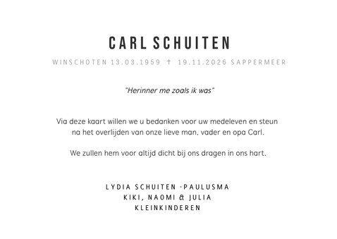 Klassieke liggende rouwkaart met zwart rouwrandje en foto 3