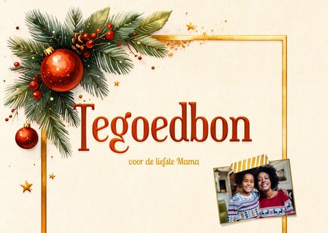 Klassieke waardebon bedankt met kerstballen 2