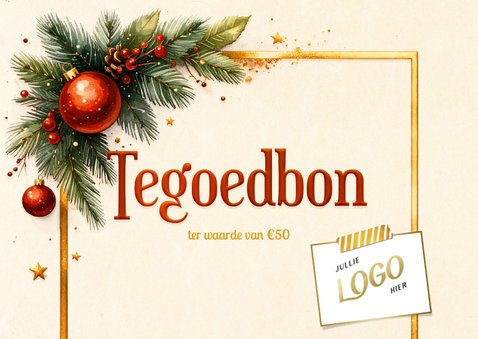 Klassieke zakelijke tegoedbon bedankt met kerstballen 2