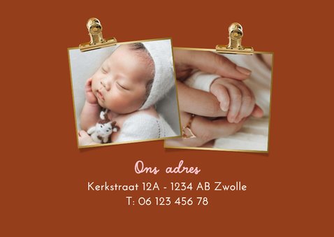 Kleurrijk geboortekaartje trend streep hartje goudfolie 2