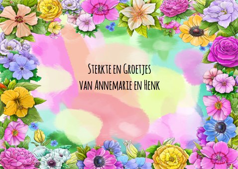 Kleurrijke beterschapskaart met diverse bloemen 3