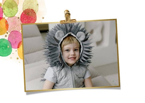 Kleurrijke carnavalskaart fotocollage goud 2