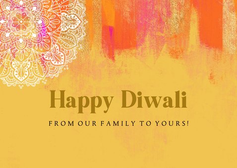 Kleurrijke Diwali kaart collage verfstrepen goud mandala 2